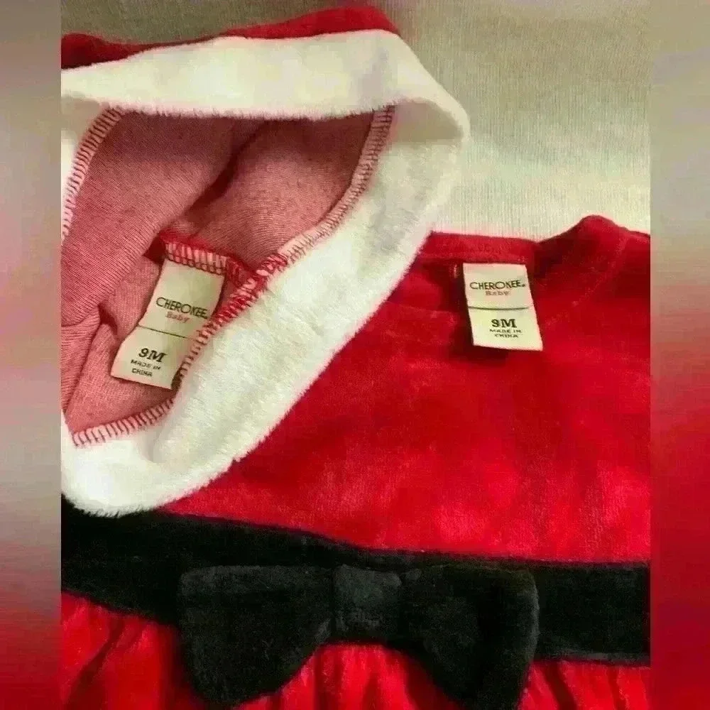 Baby Girl Velvet Christmas/ Santa Dress, 9 Months